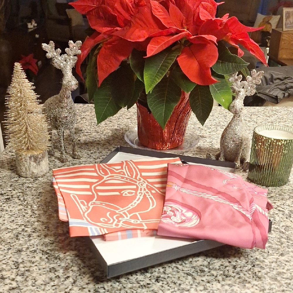 Equestriam Theme Pink and Red Patterned Scarves